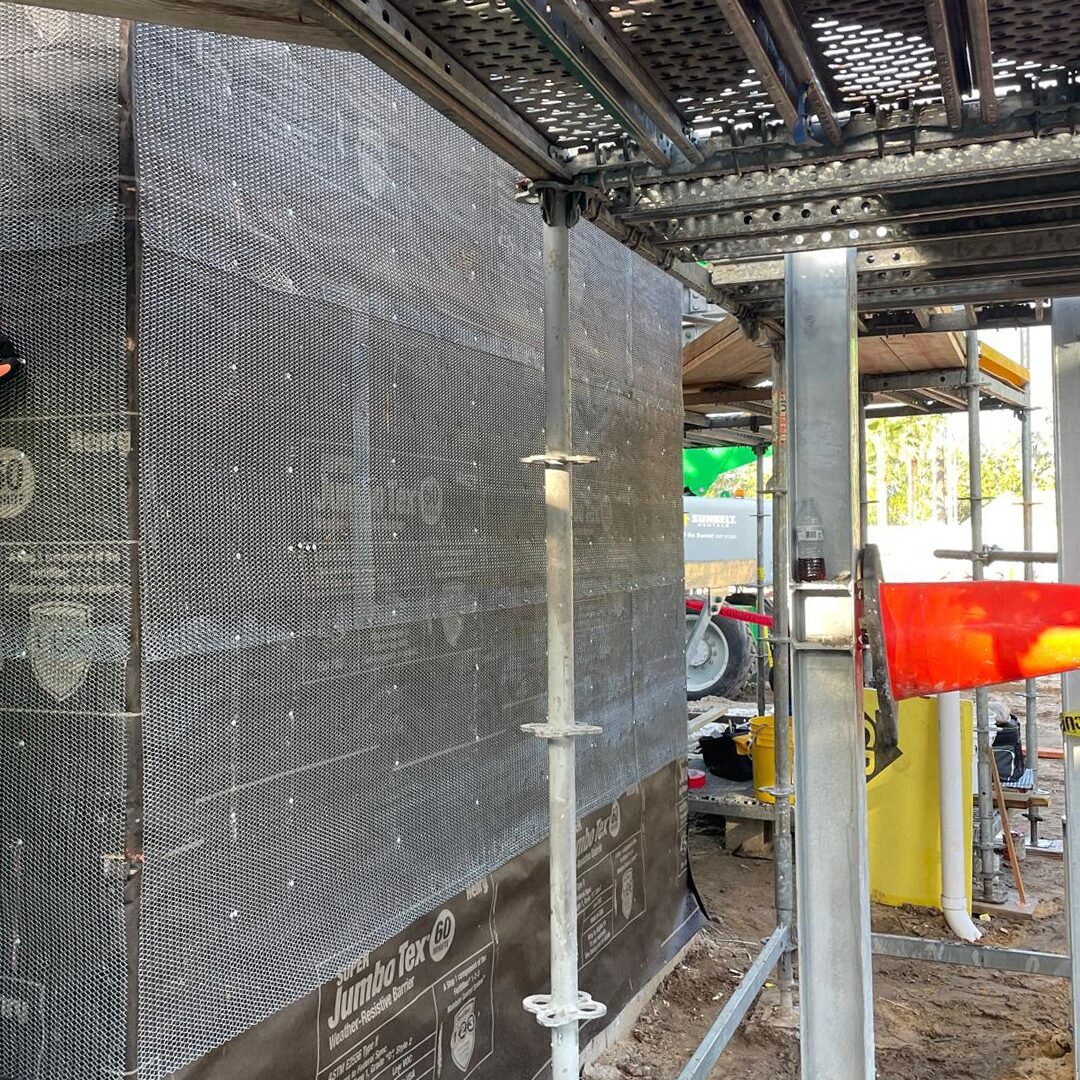 Exterior wall prepared for stucco