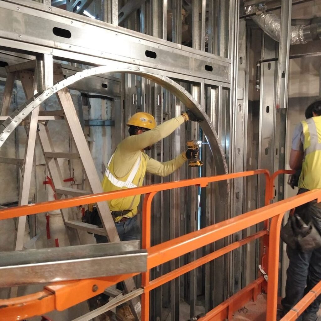 Light-gauge metal stud framing by an Orlando construction contractor